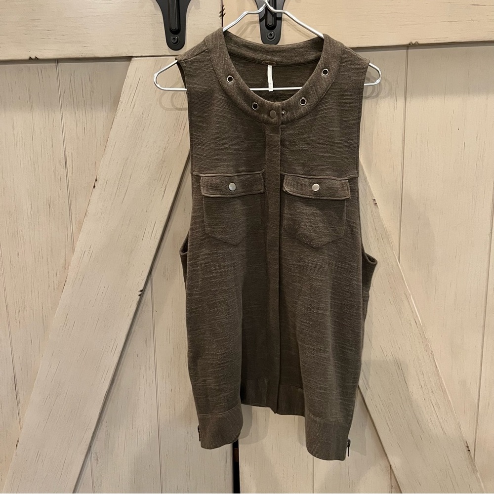 Free People Highway Front Zip Tunic Knit Sweater Vest Size Small